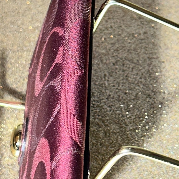 Coach Card Holder - Burgundy and Gold 4.5” x 3” EUC Like New - Picture 7 of 9